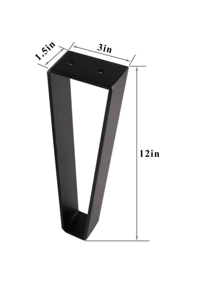 Ventuos ventuos New Twon 12 Inch Trapezoid Furniture Legs 4pcs Solid Steel Furniture Hairpin Leg for Side Table TV Stand and Cabinet Black  - Image 2