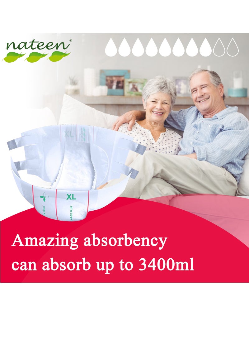 nateen Combi Plus Incontinence Adult Diaper,Large,Waist Size 115-150cm- 80 Count Adult Diapers With Super Absorbent Layer-2140ml Absorbency - Image 4