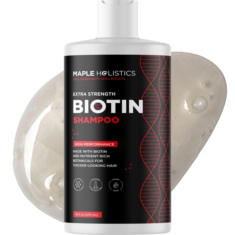 Maple Holistics Ultra Biotin Shampoo for Thinning Hair - Extra Strength Volumizing Shampoo for Men and Women with B Vitamins and Rosemary Essential Oil - Sulfate Free Shampoo Biotin Formula for Hair and Scalp Care - Image 1