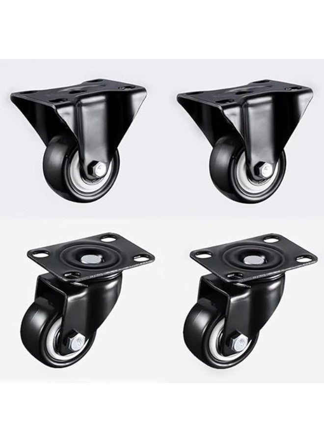 VITION 2 inch Swivel Caster Wheels 4pcs (2 Universal, 2 Directional) Flat Plate Mount Double Bearing Wheels for Sofa Chair Cabinet Trolley (Black) - Image 1