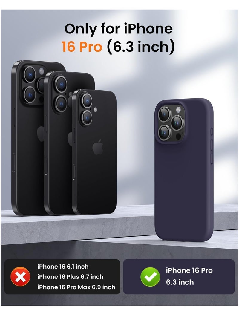 ELTRAZONE Premium Soft Liquid Silicone Case for iPhone 16 Pro – Silky and Soft Touch Series Full-Body Protective Bumper (Dark Purple) - Image 2