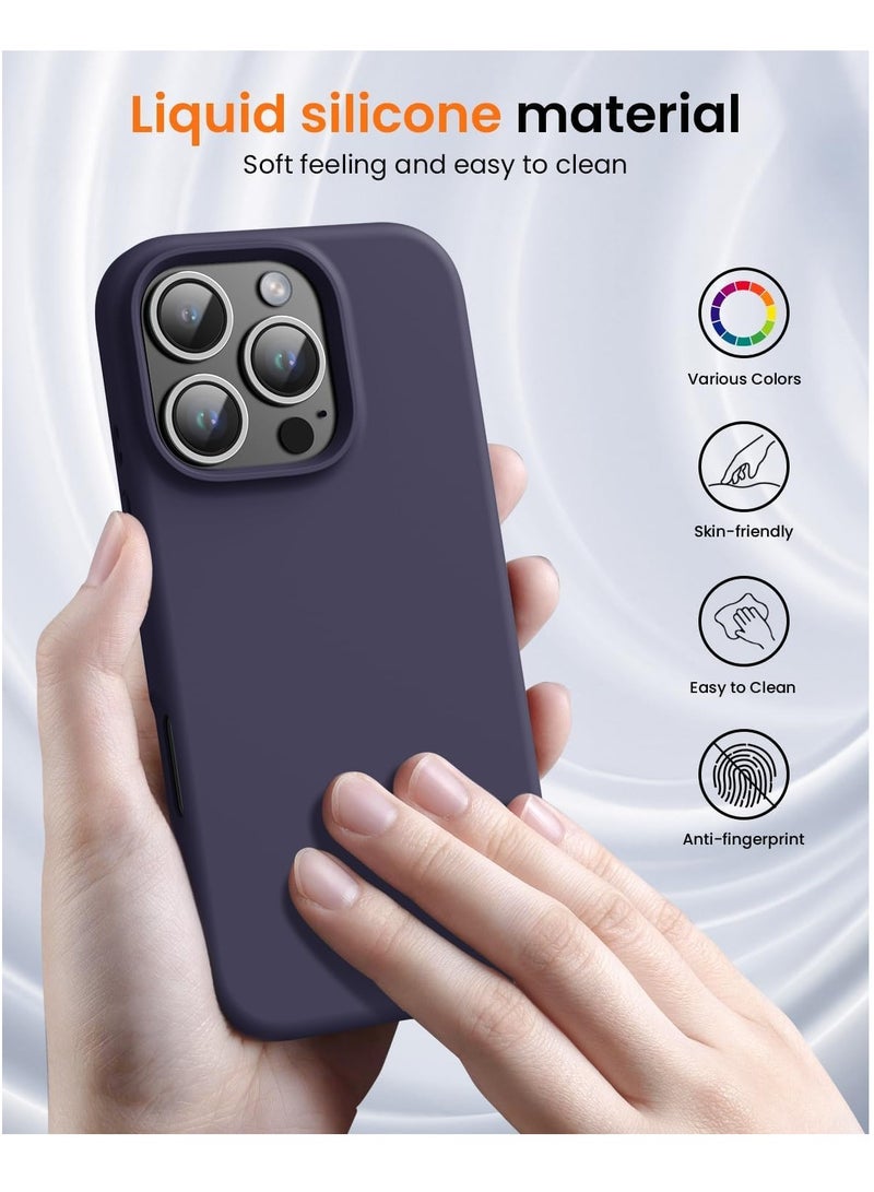 ELTRAZONE Premium Soft Liquid Silicone Case for iPhone 16 Pro – Silky and Soft Touch Series Full-Body Protective Bumper (Dark Purple) - Image 3