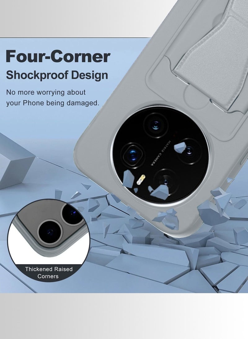 Wtech Honor Magic7 Pro 5G 2024 Silicone TPU Card Holder with Hand Grip Case Cover (MCHPSN) - Grey - Image 3