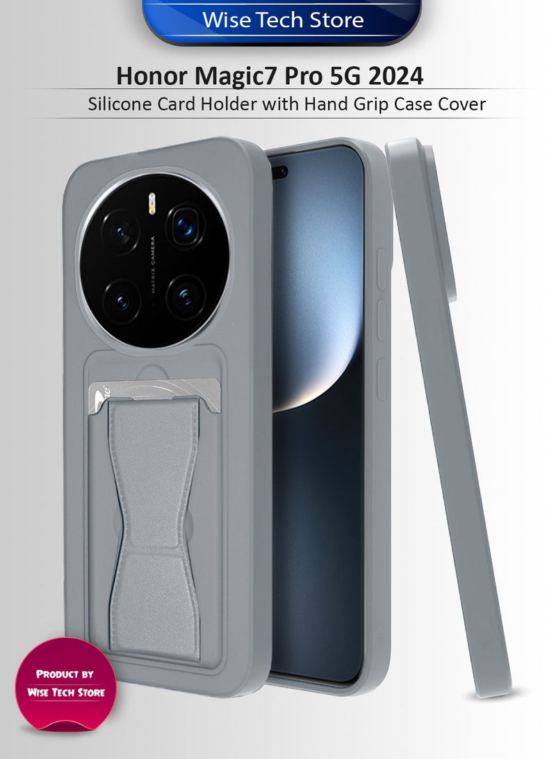 Wtech Honor Magic7 Pro 5G 2024 Silicone TPU Card Holder with Hand Grip Case Cover (MCHPSN) - Grey - Image 1