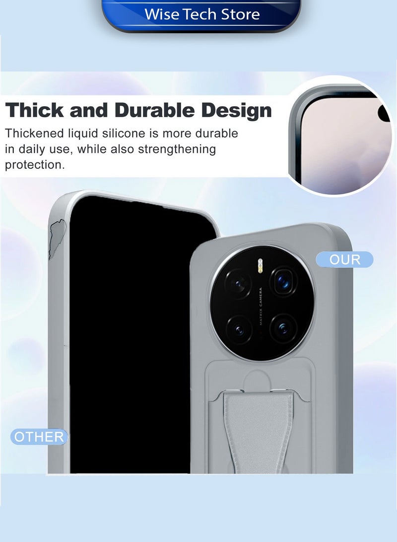 Wtech Honor Magic7 Pro 5G 2024 Silicone TPU Card Holder with Hand Grip Case Cover (MCHPSN) - Grey - Image 2