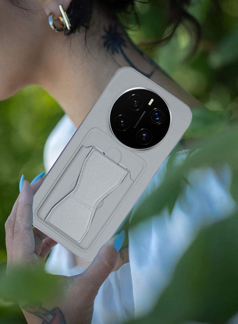 Wtech Honor Magic7 Pro 5G 2024 Silicone TPU Card Holder with Hand Grip Case Cover (MCHPSN) - Grey - Image 5