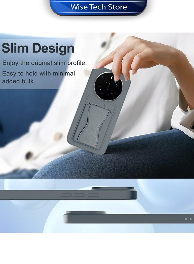 Wtech Honor Magic7 Pro 5G 2024 Silicone TPU Card Holder with Hand Grip Case Cover (MCHPSN) - Grey - Image 4