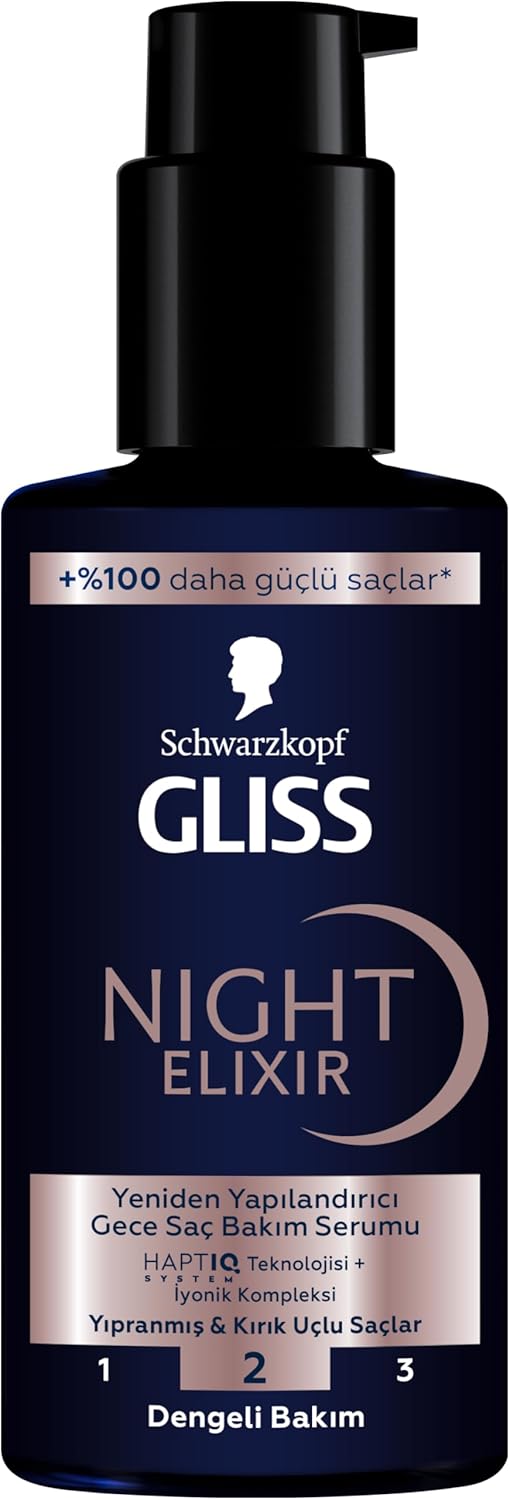 Gliss Schwarzkopf Gliss Night Elixir Overnight Hair Serum Damaged Split Hair Medium Care 100 ml