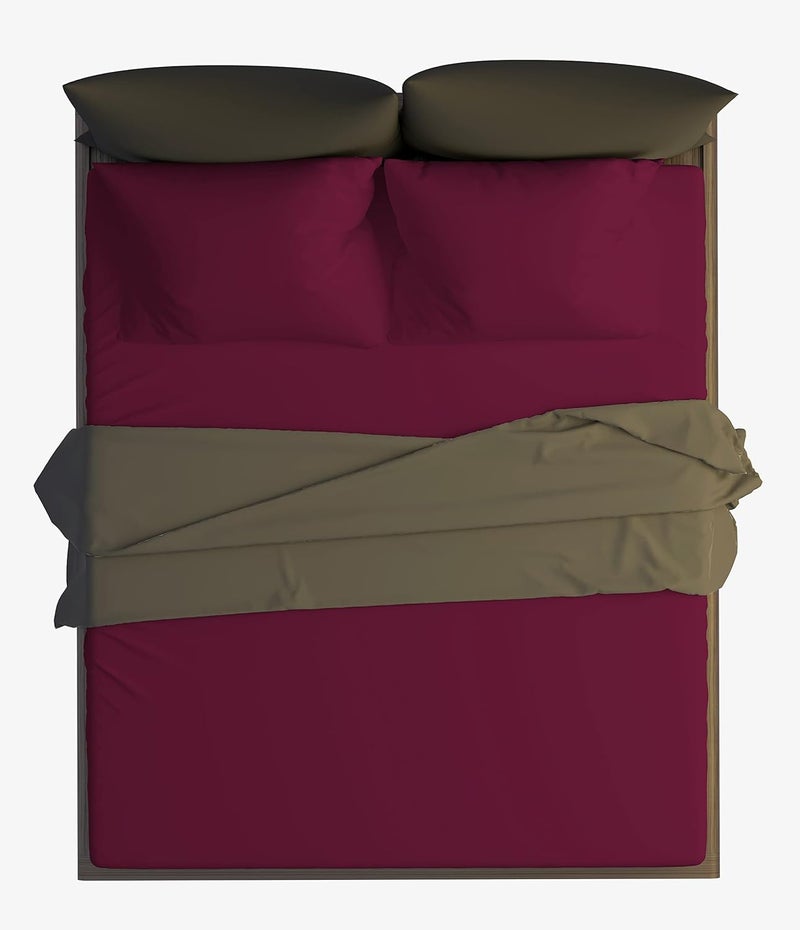 Day Care 500TC Super Soft Elegant Colors Fitted Bedsheet 100 Egyptian Cotton Wine Super King Size 72 x 84 4 to 10 Inch Matress 12 Drop with 2 Peice Pillow Cover Size18x28 - Image 2