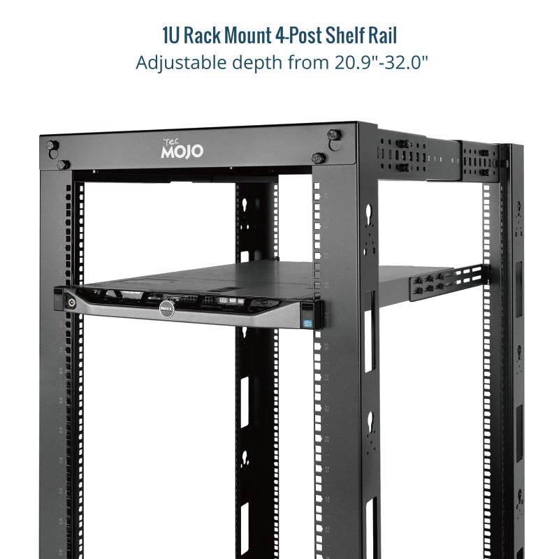 Tecmojo 1U Universal Rack Mount Rails,4-Post Server Rack Shelf Rail with 20.9"-32" Adjustable Depth Fit for Non-Rack Mountable Server/Networking/AV/IT Equipment - Image 4