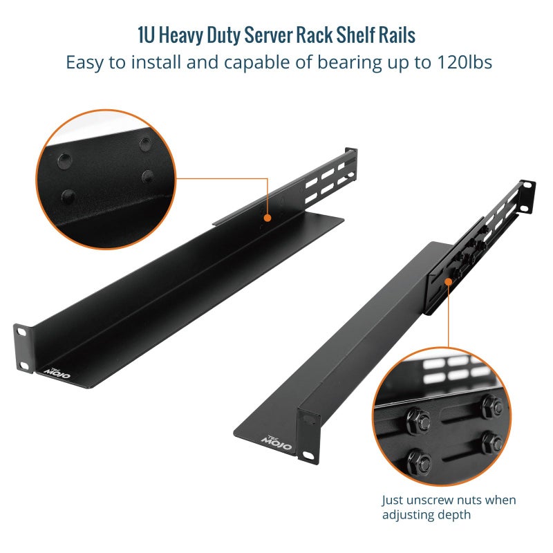 Tecmojo 1U Universal Rack Mount Rails,4-Post Server Rack Shelf Rail with 20.9"-32" Adjustable Depth Fit for Non-Rack Mountable Server/Networking/AV/IT Equipment - Image 3
