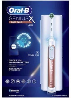 Oral-B Oral-B Genius X Electric Toothbrush with Artificial Intelligence, App Connected Handle, Travel Case, 6 Mode Display with Teeth Whitening, Rose Gold  - Image 2
