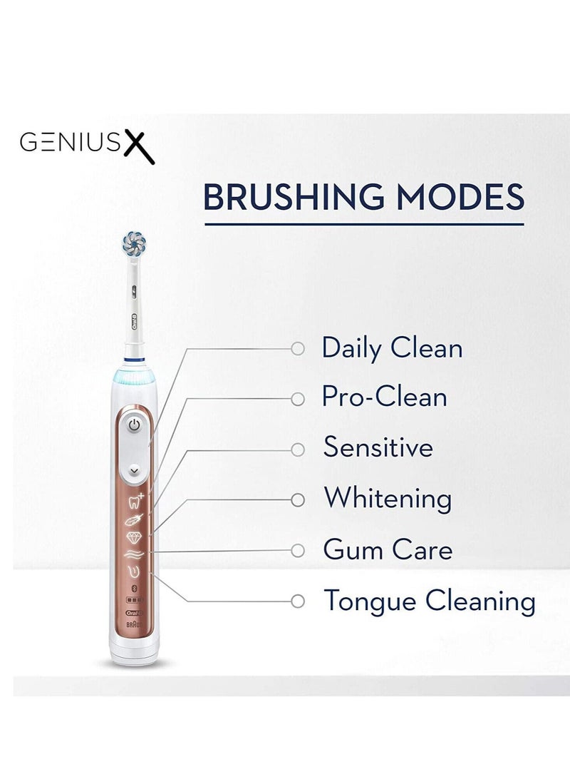 Oral-B - Oral-B Genius X Electric Toothbrush with Artificial Intelligence, App Connected Handle, Travel Case, 6 Mode Display with Teeth Whitening, Rose Gold - Image 1
