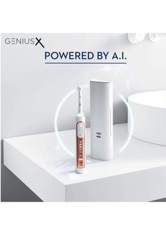 Oral-B Oral-B Genius X Electric Toothbrush with Artificial Intelligence, App Connected Handle, Travel Case, 6 Mode Display with Teeth Whitening, Rose Gold  - Image 4