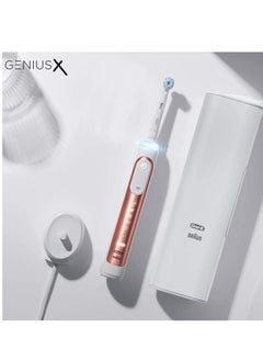 Oral-B Oral-B Genius X Electric Toothbrush with Artificial Intelligence, App Connected Handle, Travel Case, 6 Mode Display with Teeth Whitening, Rose Gold  - Image 5