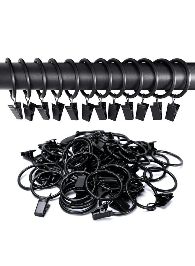 Lansian 100Pack Curtain Rings with Clips Hooks, Rustproof Metal Stainless Steel Drapery Rings, 1.5in Interior Diameter Curtain Hangers Clips, Fits Diameter 1.2 in Rod, Vintage Black  - Image 5
