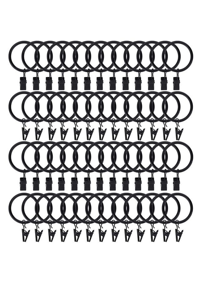 Lansian 100Pack Curtain Rings with Clips Hooks, Rustproof Metal Stainless Steel Drapery Rings, 1.5in Interior Diameter Curtain Hangers Clips, Fits Diameter 1.2 in Rod, Vintage Black  - Image 1