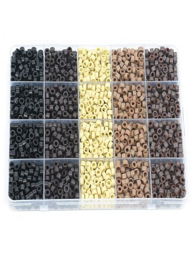 Dansee Silicone Micro Link Rings, DANSEE 5mm Lined Beads For Hair Extensions (Black, Light Brown, Dark Brown, Blone, Dark Blone) for I Tip Hair Extensions Feather Hair Extensions (5 colors box packaged) - Image 2