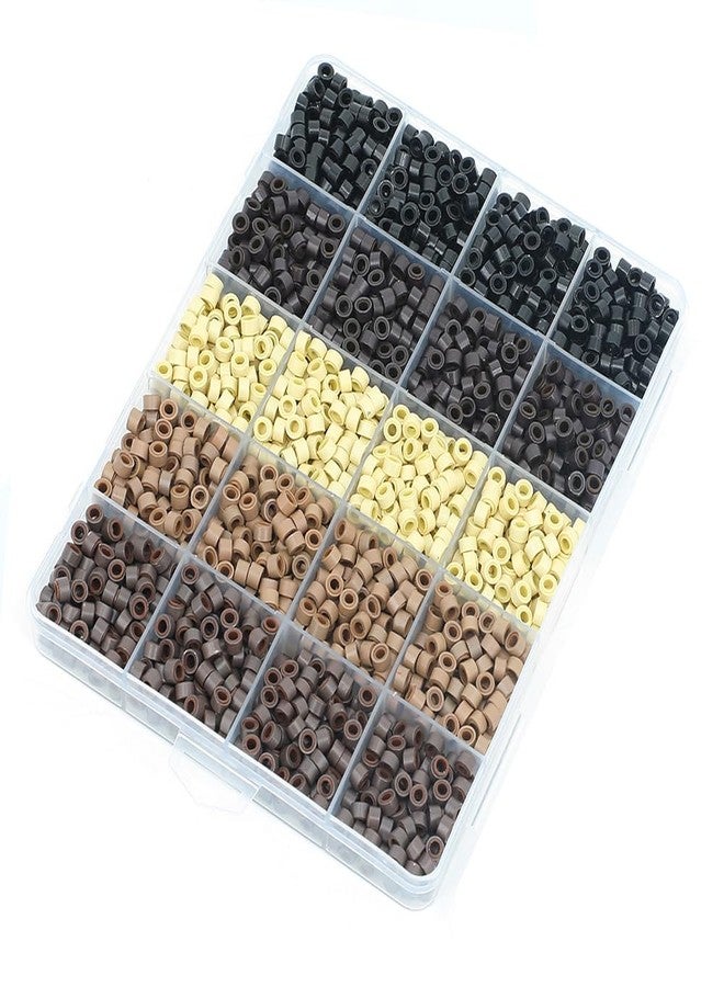 Dansee Silicone Micro Link Rings, DANSEE 5mm Lined Beads For Hair Extensions (Black, Light Brown, Dark Brown, Blone, Dark Blone) for I Tip Hair Extensions Feather Hair Extensions (5 colors box packaged) - Image 1