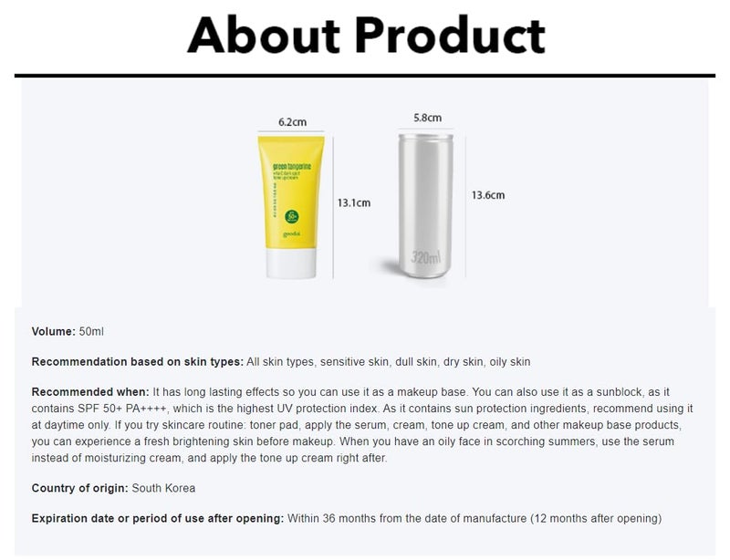 GOODAL GREEN TANGERINE VITA C DARK SPOT TONE UP CREAM 50ml SPF50 PA - Image 4