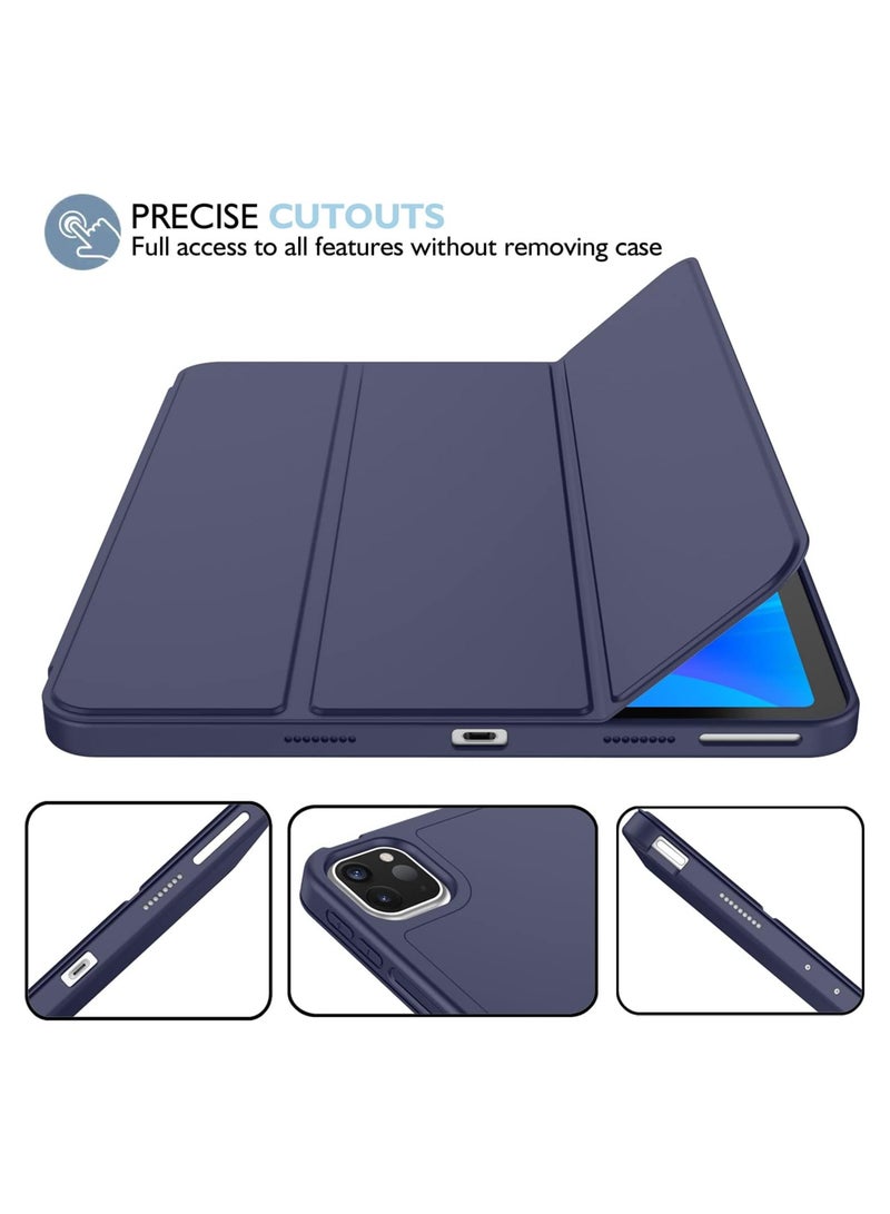 DUSALA iPad Pro 11 Inch Case 2022(4th Gen)/ 2021(3rd Gen) with Pencil Holder [Support iPad 2nd Pencil Charging/Pair],Trifold Stand Smart Case with Soft TPU Back,Auto Wake/Sleep(Navy) - Image 4