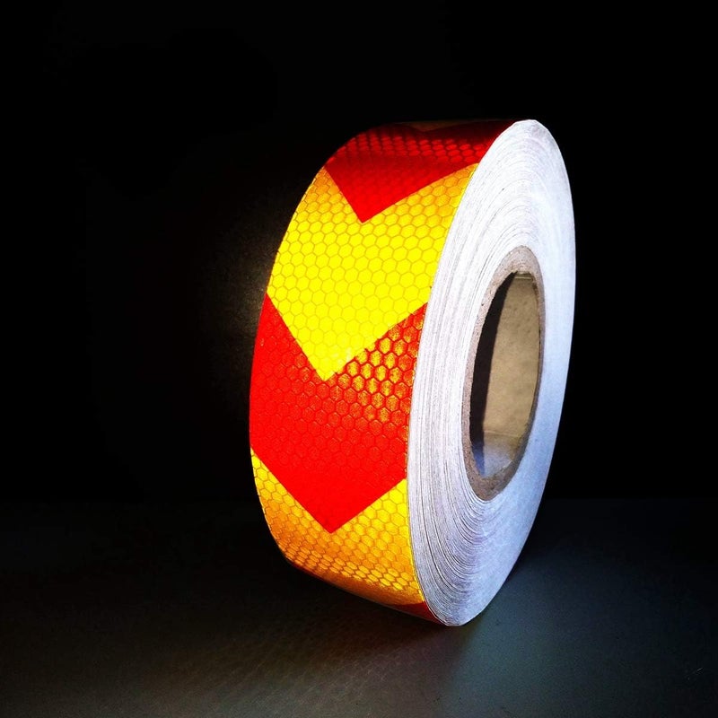 AISEY Reflective Tape Waterproof High Visibility Red & Yellow, Industrial Marking Tape Heavy Duty Hazard Caution Warning Safety Adhesive Tape Outdoor 2 Inch by 30 Feet - Image 4