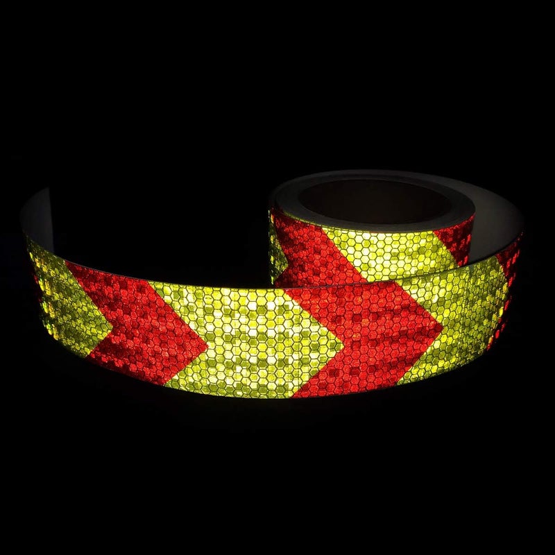AISEY Reflective Tape Waterproof High Visibility Red & Yellow, Industrial Marking Tape Heavy Duty Hazard Caution Warning Safety Adhesive Tape Outdoor 2 Inch by 30 Feet - Image 3