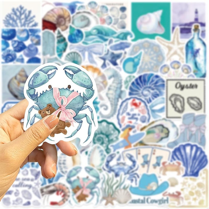 LHST 100Pcs Aesthetic Coast Stickers for Girl, Cute Ocean Beach Waterproof Vinyl Decal for Girl Teen Adult Student Water Bottle Laptop Phone Computer Skateboard Luggage Notebook - Image 3