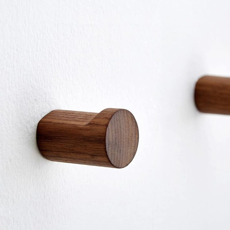 Adhesive Wall Hooks: Coffee Modern Natural Wooden No Drill Wall Hooks - Damage-Free Wall Mounted Hooks for Home Bathroom Kitchen Organization - Image 4