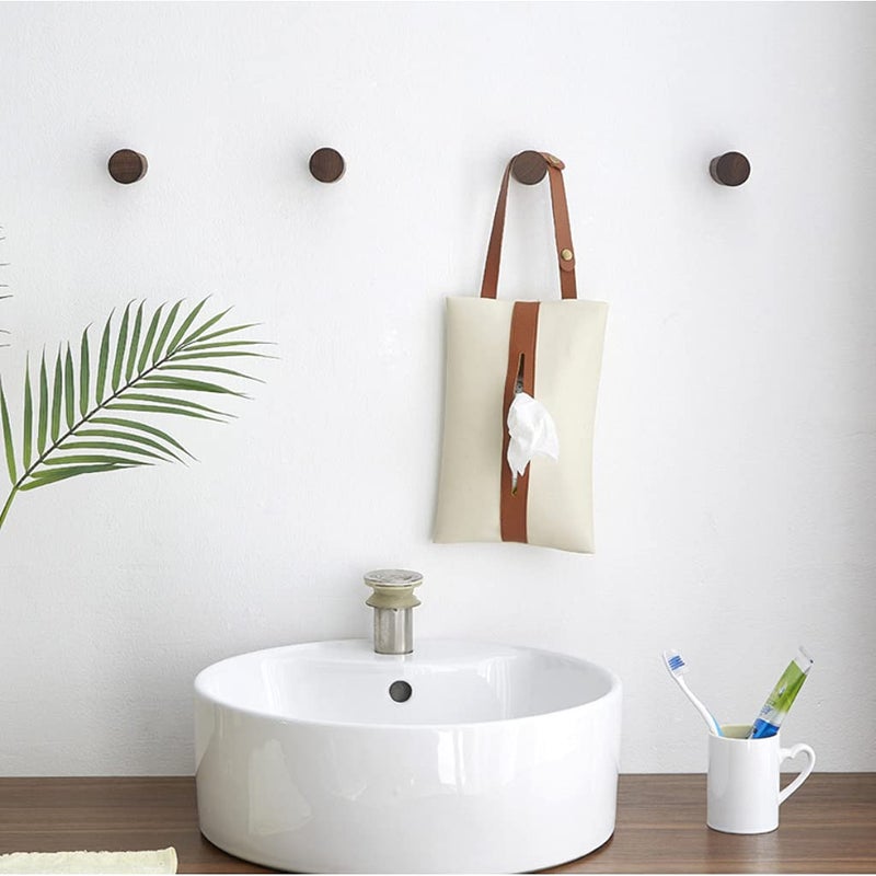 Adhesive Wall Hooks: Coffee Modern Natural Wooden No Drill Wall Hooks - Damage-Free Wall Mounted Hooks for Home Bathroom Kitchen Organization - Image 5