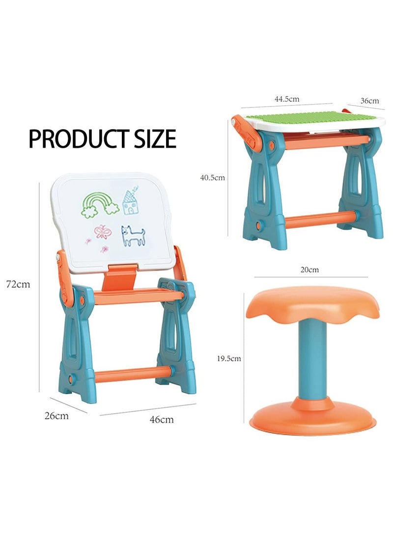 XiuWoo - 2 in 1 Kids Activity Table and Chairs Set, Children's Building Blocks Drawing Board, Erasable Magnetic Graffiti Board, Children's Writing Board Blackboard,360° Smooth Design Without Edges and Corners - Image 1