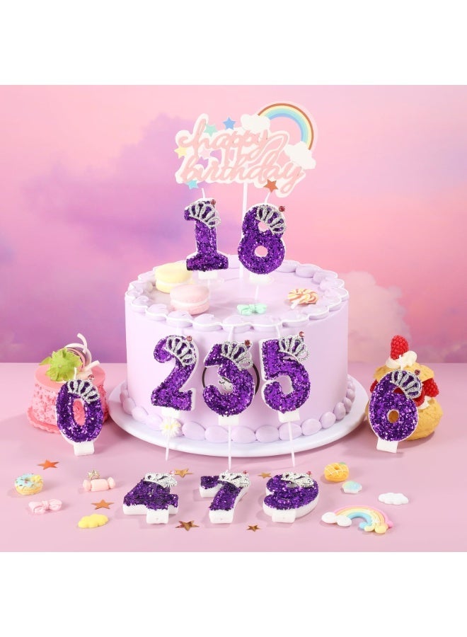 LAMAY Numeric birthday candles, including crown number candles, luxurious cake decorations, suitable for parties, weddings, anniversaries, family gatherings, children and adults (purple 2). - Image 4