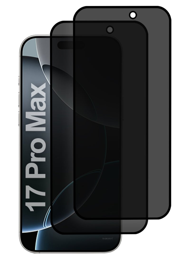 DUSALA 2 PCS of Premium Privacy Screen Protector for iPhone 17 Pro Max, Anti-Spy Tempered Glass HD Clear View Easy Installation Clear Black - Image 2