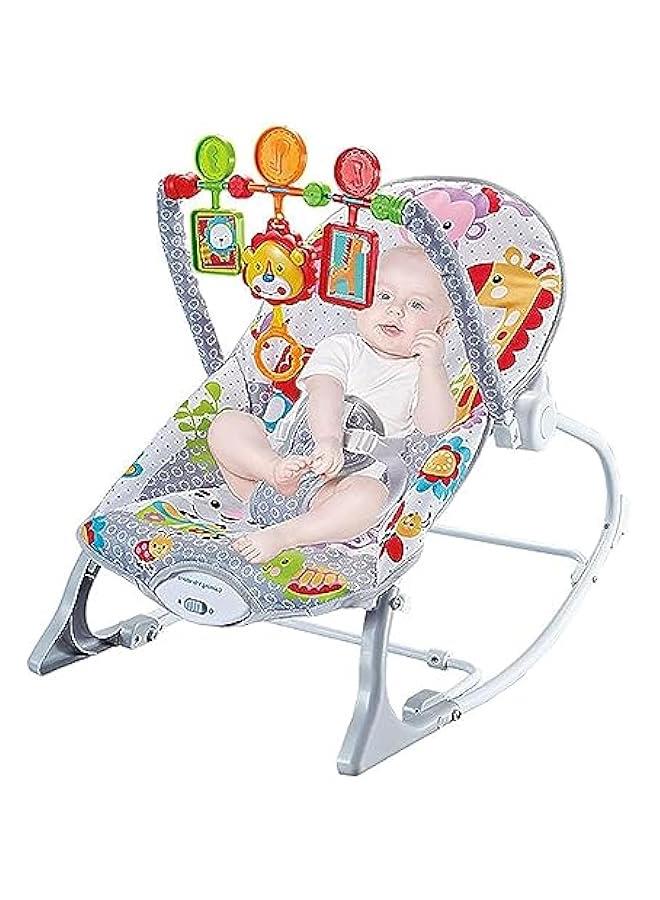 Gonice Baby Rocking Chair Baby Multi-Function Music Vibration Rocking Bed Lightweight Foldable Children Rocking Rocking Chair To Coax Baby Recliner, Grey, Travel Garment Bag - Image 1