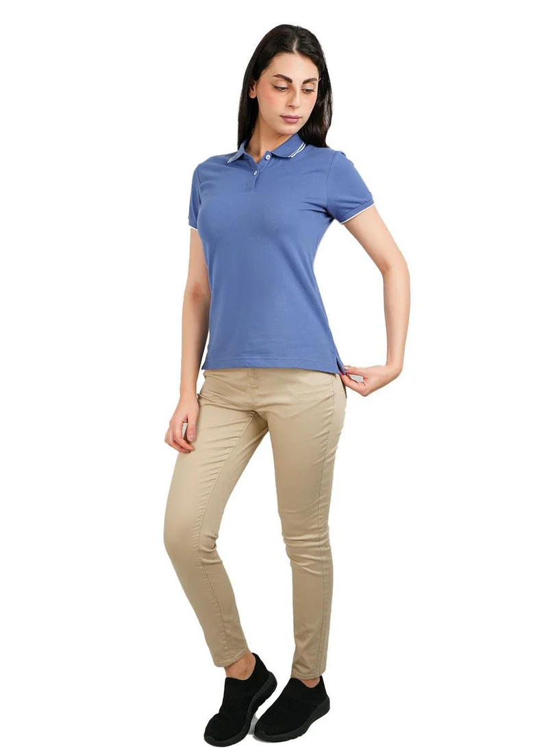 GIORDANO Women's Cotton Lycra Slim Fit Solid Polo