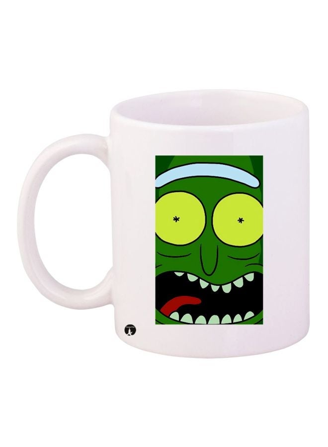 RYN Cartoon Character Printed Coffee Mug White/Green/Red 11ounce