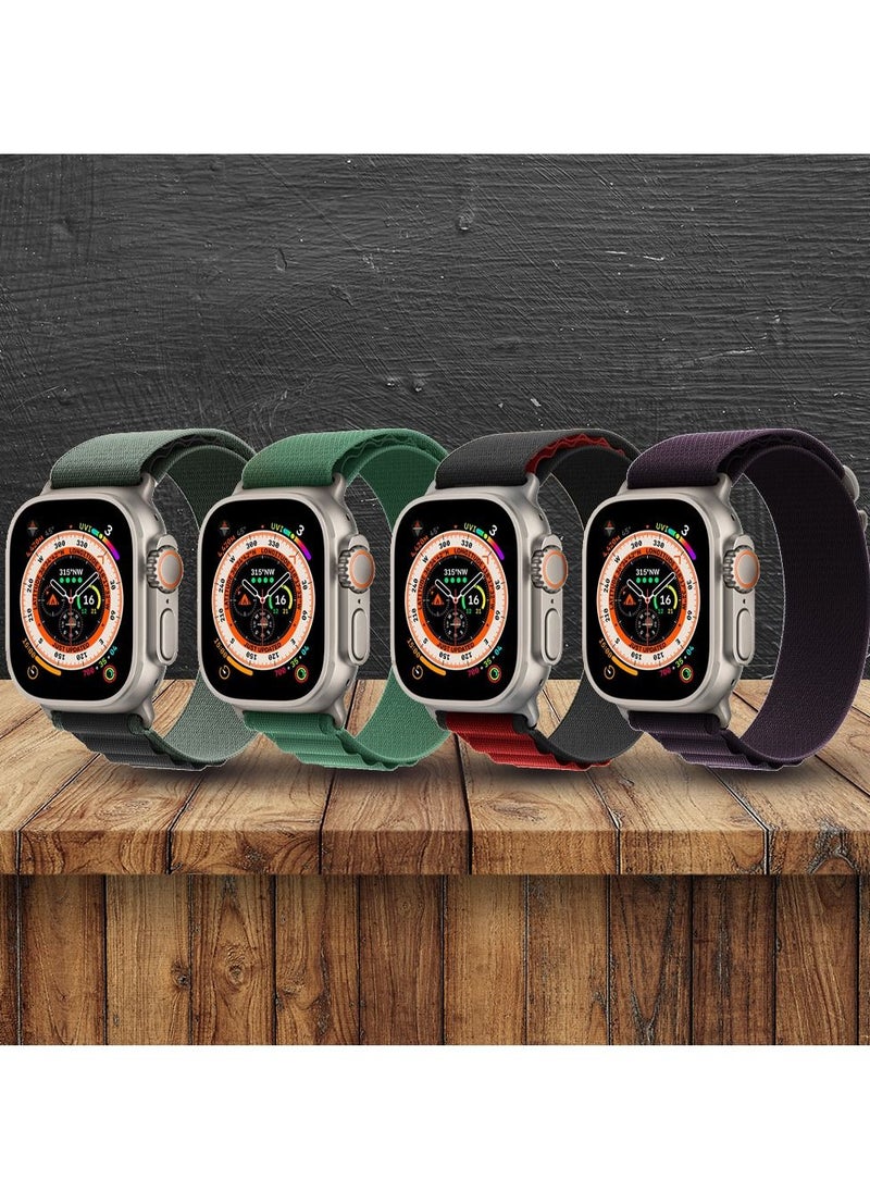 CATANES - 4 Pack For Apple Watch Band 49mm 45mm 44mm 42mm Alpine Loop Band Women Men Adjustable with Metal G-Hook Strap for iWatch Ultra Series SE 8/7/6/5/4/3/2/1 Multicolour - Image 1
