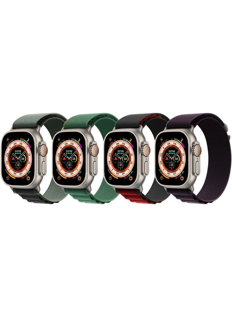 CATANES - 4 Pack For Apple Watch Band 49mm 45mm 44mm 42mm Alpine Loop Band Women Men Adjustable with Metal G-Hook Strap for iWatch Ultra Series SE 8/7/6/5/4/3/2/1 Multicolour - Image 1