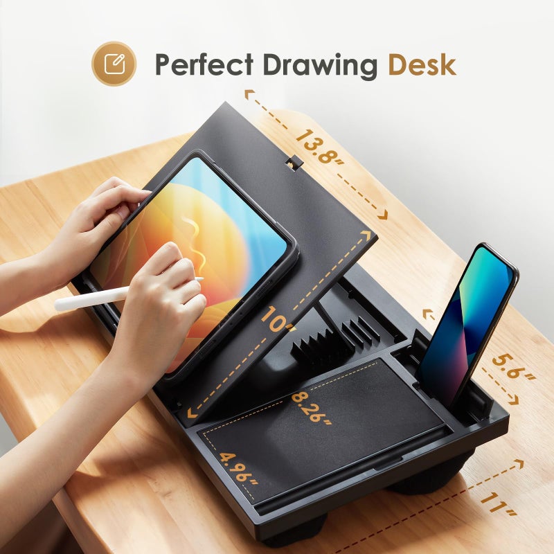LORYERGO Adjustable Laptop Desk with Cushion, Mouse Pad & Cellphone Slot - Laptop Stand for Bed & Couch, Lap Desk for Home & Office (Black) - Image 4