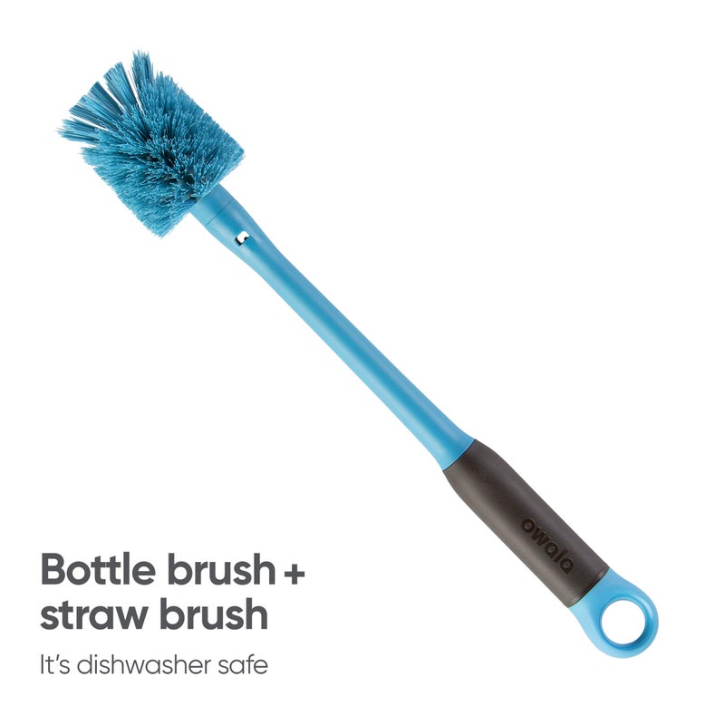 Owala 2-in-1 Water Bottle Brush Cleaner and Water Bottle Straw Cleaner Brush, Water Bottle Brush with Removable Head and Twist nï¿½ Hide Straw Brush, Smokey Blue - Image 3