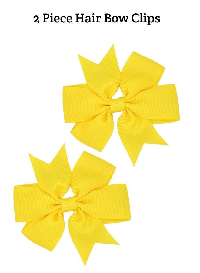 Elite Dose Yellow Bow Hair Clips Steel Clamping Body 2 Pieces for Girls - Image 2