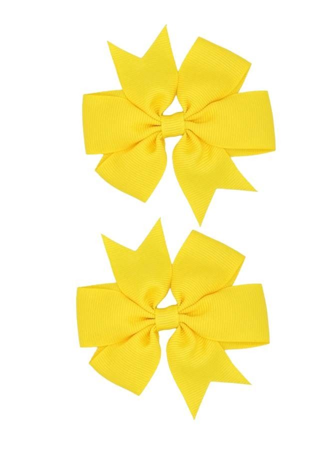 Elite Dose Yellow Bow Hair Clips Steel Clamping Body 2 Pieces for Girls - Image 1