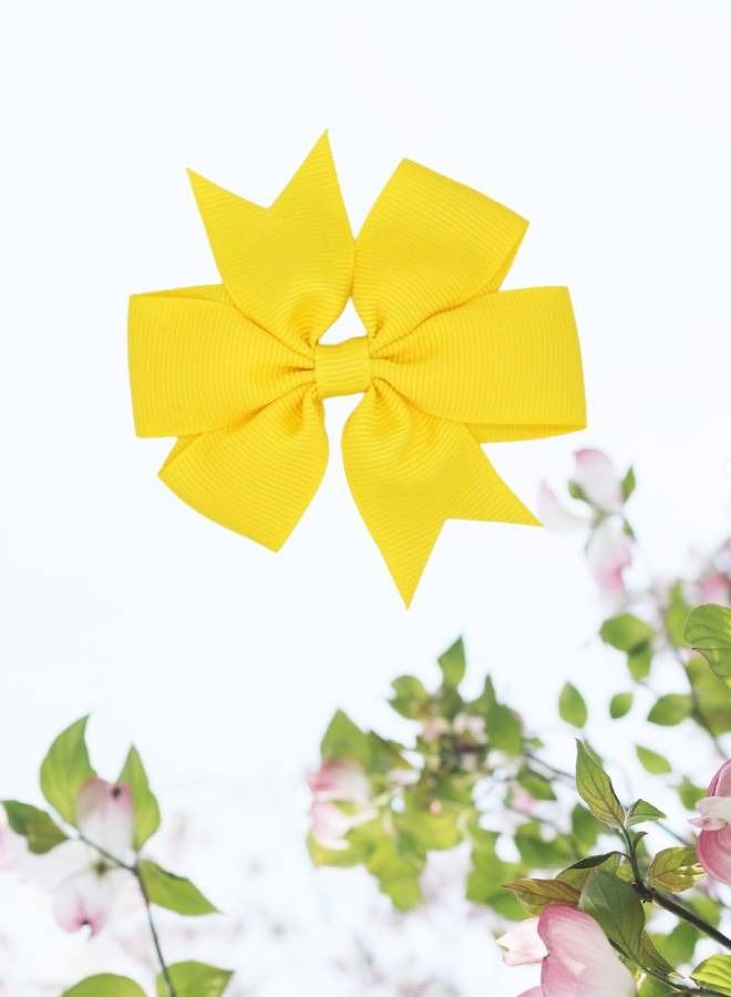 Elite Dose Yellow Bow Hair Clips Steel Clamping Body 2 Pieces for Girls - Image 3