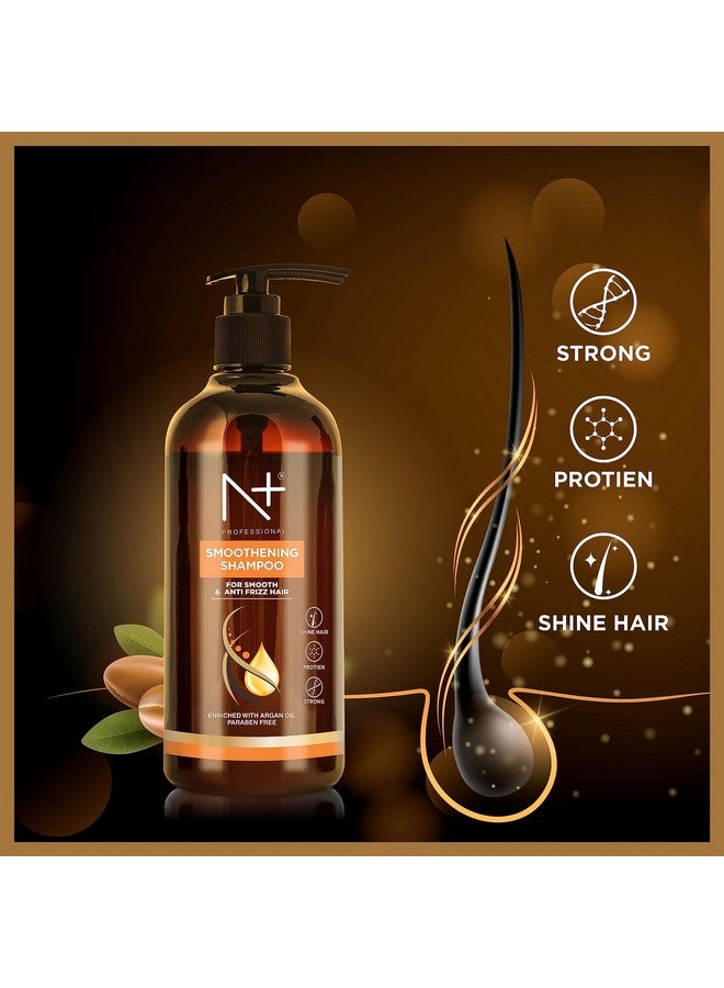 N PLUS Professional Smoothening Shampoo, For Smooth & Anti Frizz Hair, Enriched With Argan Oil, Paraben Free, 1 Count - Image 4