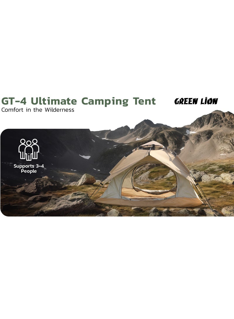 GREEN LION Camping Tent - 3-4 Person Family Tent Instant Easy Set up Tent with Carry Bag, Waterproof Windproof Pop Up Tent for Camping, Hiking, Mountaineering - Image 2