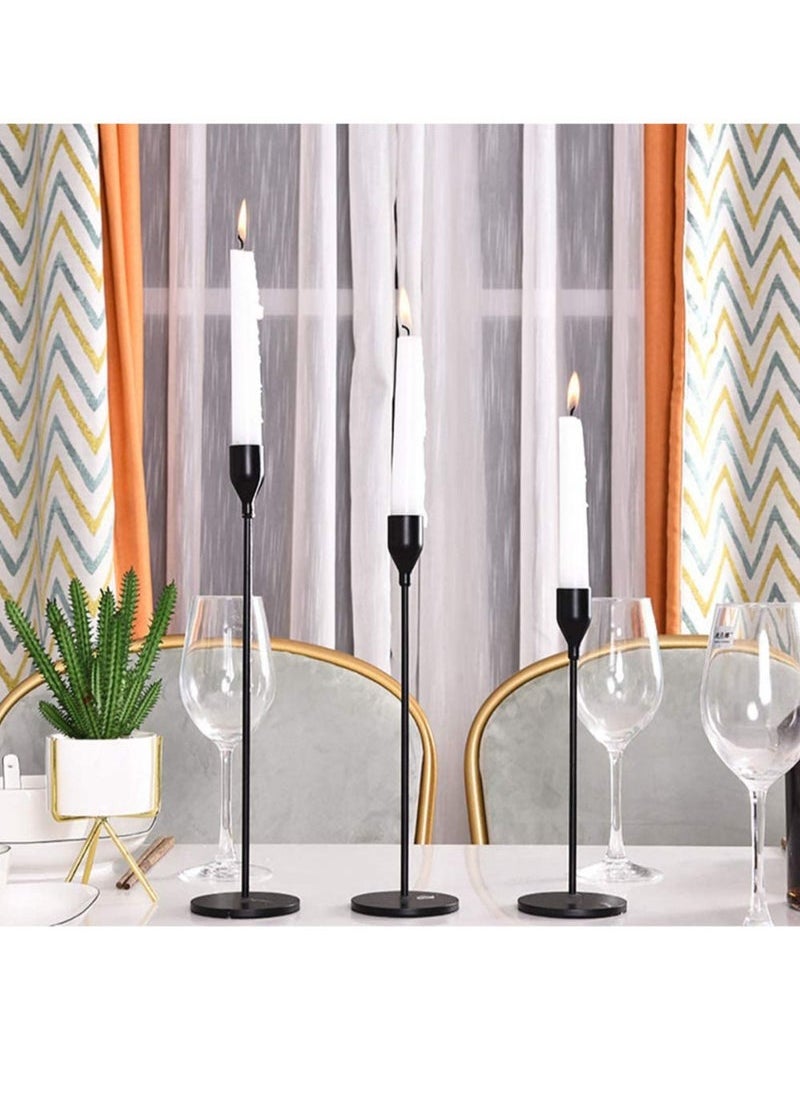 Captaintech Black Candle Holders Set of 3 for Taper Candles, Decorative Candlestick Holder for Wedding, Dinning, Party, Fits 3/4 inch Thick Candle&Led Candles (Metal Candle Stand)  - Image 4