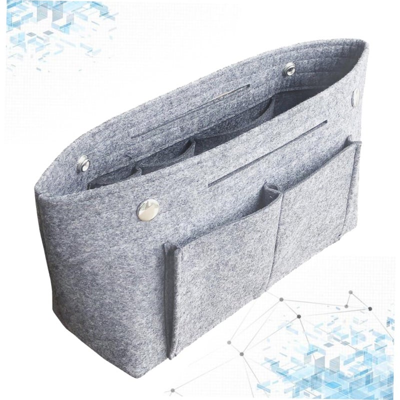 Large Capacity Felt Travel Makeup Bag Grey Zipper Organizer For Women Cosmetics - Image 5