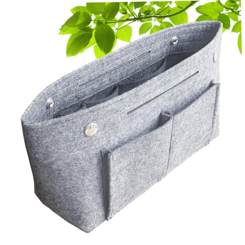 Large Capacity Felt Travel Makeup Bag Grey Zipper Organizer For Women Cosmetics - Image 3