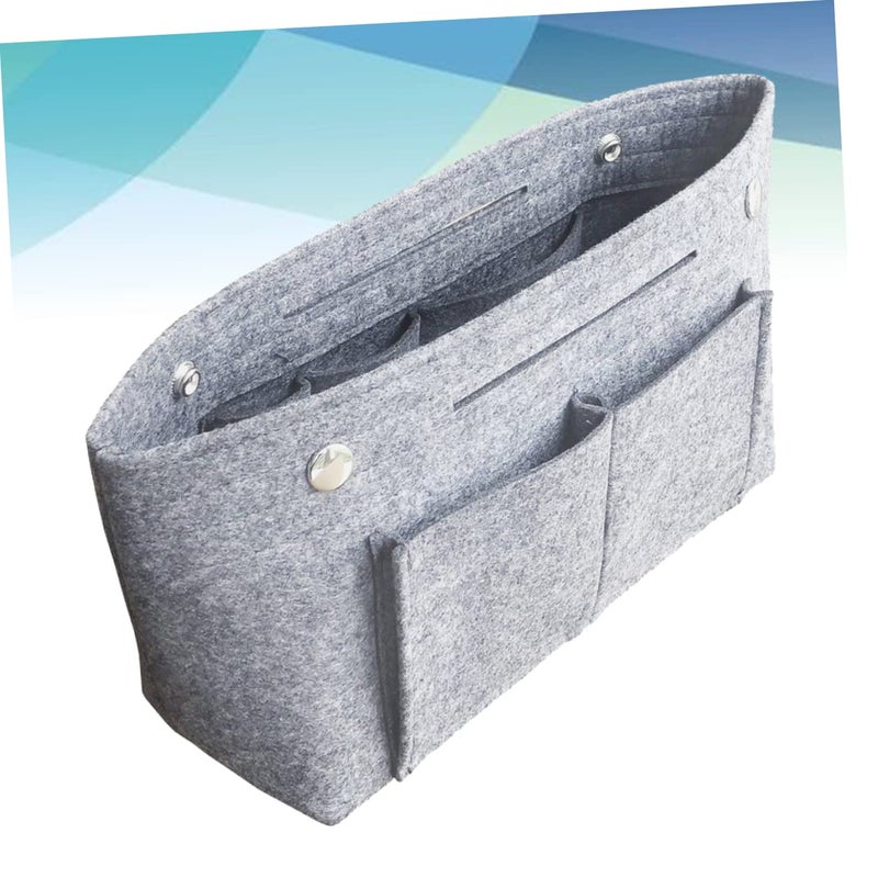 Large Capacity Felt Travel Makeup Bag Grey Zipper Organizer For Women Cosmetics - Image 4
