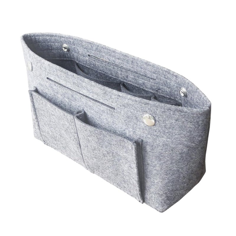 Large Capacity Felt Travel Makeup Bag Grey Zipper Organizer For Women Cosmetics - Image 2